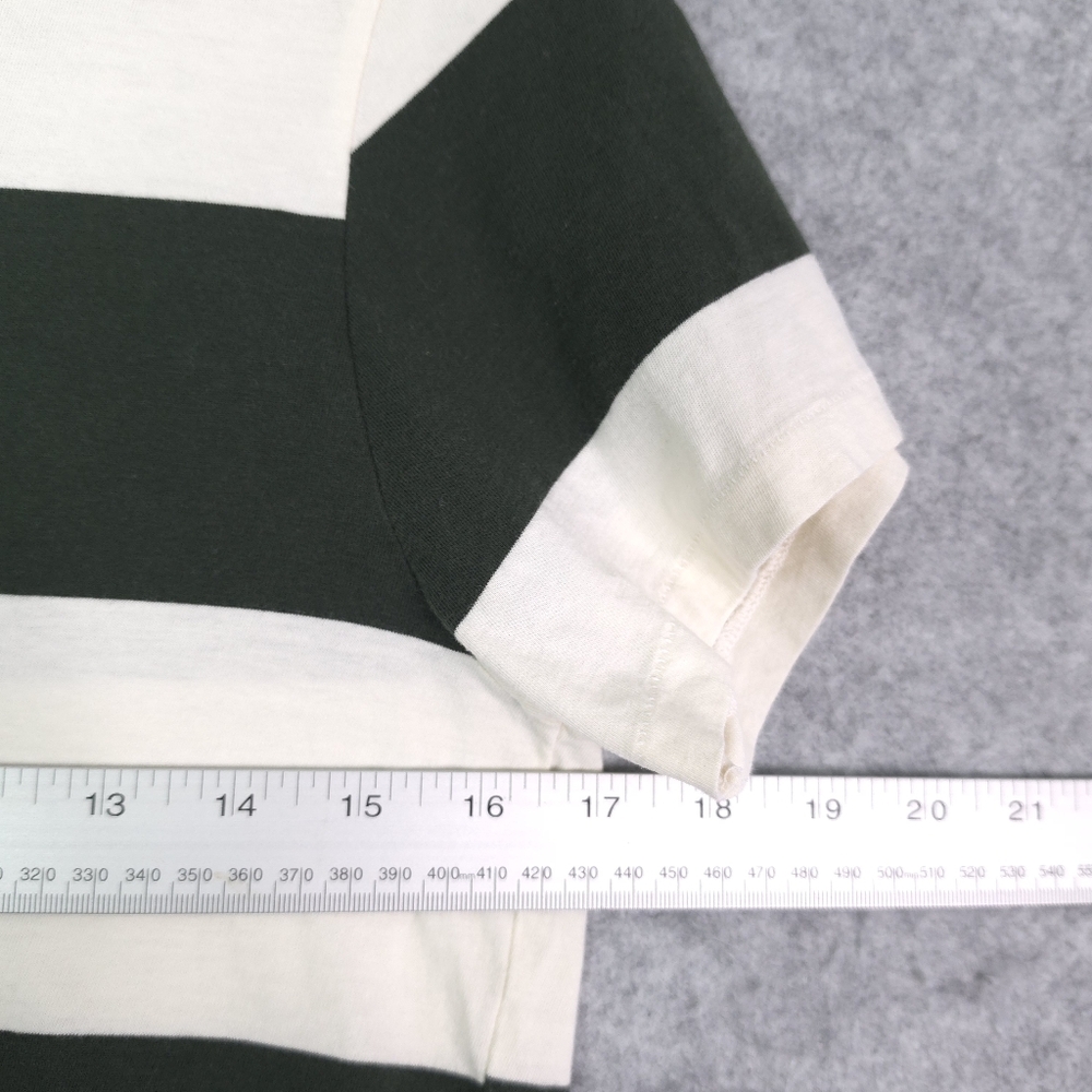 The Great. Striped Green and Cream Striped Crew T-Shirt - Picture 5 of 6